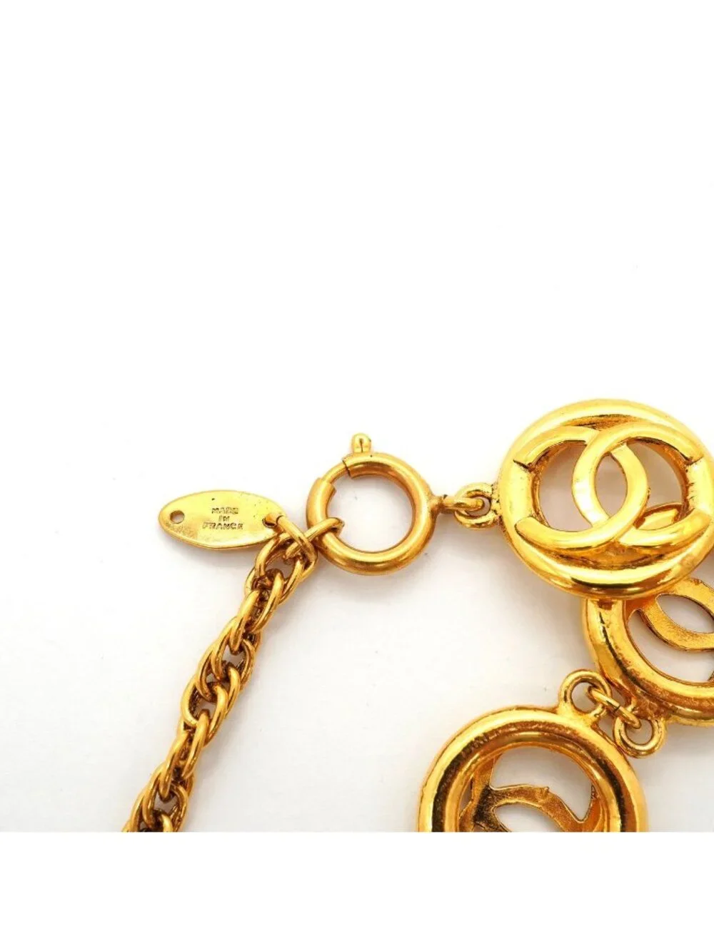 Chanel Bracelet Vintage CC Logo Round Circle Gold Plated